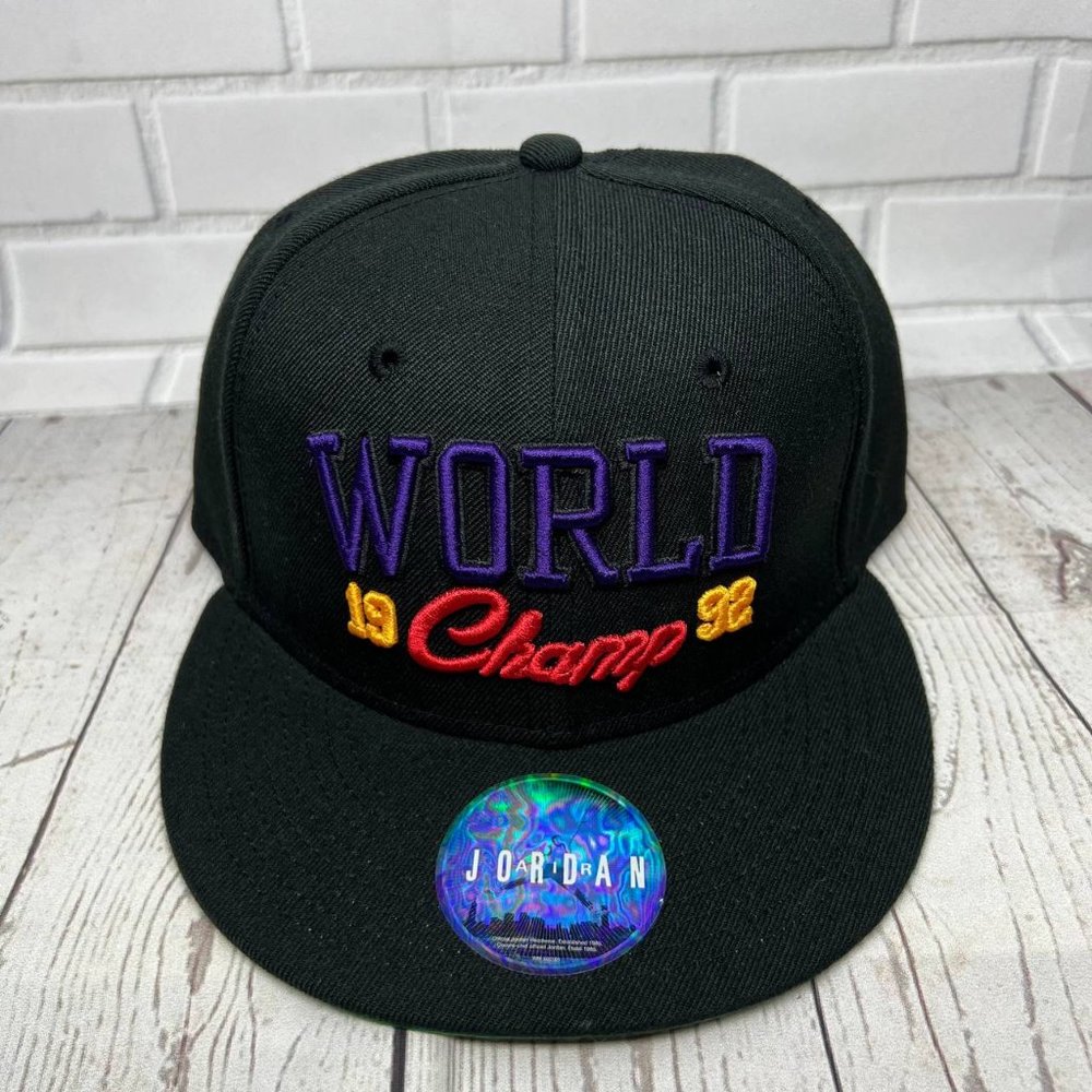 Air Jordan True World‎ Champ 1992 Jumpman Hat Snapback Cap Black New Men